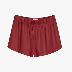 Cuyana Organic Pima Sleep Shorts Soft Cotton Blend Drawstring Burgundy XS Cherry
